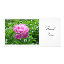 Pink Peony - Thank You Custom Photo Card