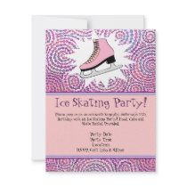 Pink Personalized Ice Skating Party Invitation