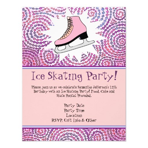 Pink Personalized Ice Skating Party Invitation