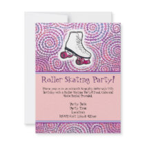 Pink Personalized Roller Skating Party Invitation