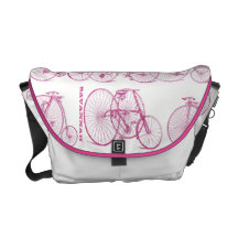 Pink Personalized Vintage Bicycle Messenger Bag