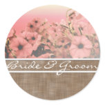 Pink Petunia On Brown Linen Stickers