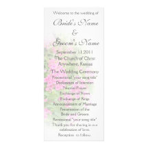 Pink Phlox Wedding Program Full Colour Rack Card