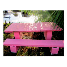 Pink picnic table postcards