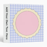 Pink Pie. Strawberry Tart. Blue check. 3 Ring Binder