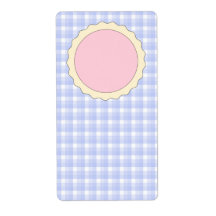 Pink Pie. Strawberry Tart. Blue check. Personalized Shipping Label