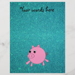 Pink pig faux turquoise glitter flyer design