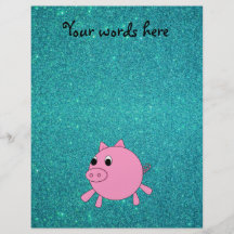 Pink pig faux turquoise glitter flyer design