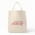 Pink Pig Grocery Tote bags