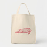 Pink Pig Grocery Tote Bags