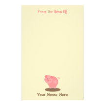 Pink Pig Mud Puddle Personalized Stationery