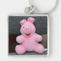 Pink pig toy keychain