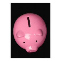 Pink piggy bank custom invites