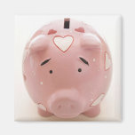 Pink Piggy Bank Fridge Magnets