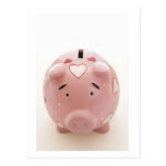 Pink Piggy Bank Post Card