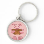 pink piggy eating cookie keychain keychains