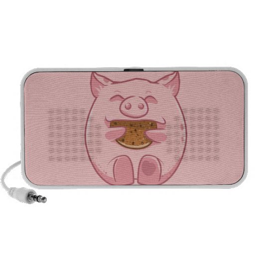 pink piggy eating cookie speaker
