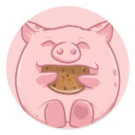 pink piggy eating cookie sticker stickers