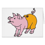 Pink Piggy in Orange Pants Greeting Card