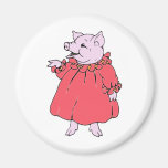 Pink Piggy in Pretty Dress Magnets
