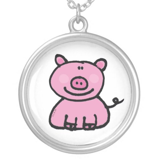 pink piggy personalized necklace