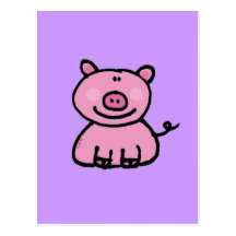 Pink piggy postcard
