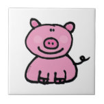 pink piggy ceramic tile
