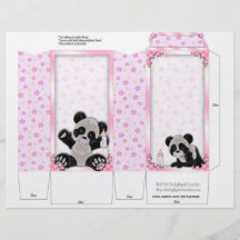 Pink Pinch Box Party Favours Panda bear Baby Showe Flyer