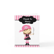 Pink Pirate Girl Thank You Note Cards