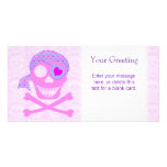 Pink Pirate Skull Custom Card Photo Card