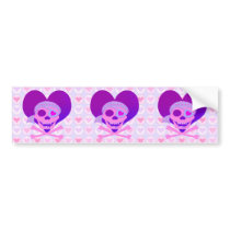 Pink Pirate Skull Heart Bumpersticker Bumper Sticker