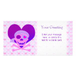 Pink Pirate Skull Heart Custom Card Photo Card