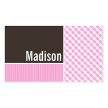 Pink Plaid; Checkered Business Card Templates