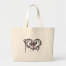 Pink Plaid Heart Bags