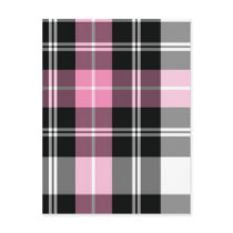 pink plaid post card