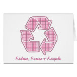 Pink Plaid Recycle Sign cards