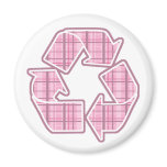 Pink Plaid Recycle Sign magnets