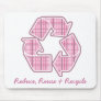 Pink Plaid Recycle Sign Mouse Mats