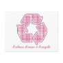 Pink Plaid Recycle Sign Post Card