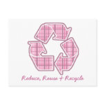 Pink Plaid Recycle Sign postcards