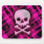 Pink Plaid Skull Mousepad