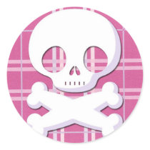 Pink Plaid Skull