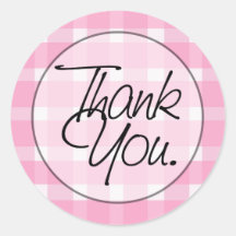 Pink Plaid | Thank You Sticker