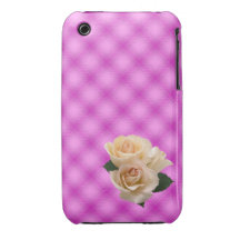 Pink plaid white roses iPhone case iPhone 3 Cases