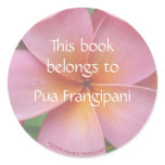 Pink Plumeria Flower Bookplate Stickers Template