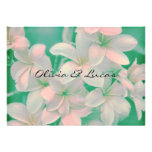 Pink Plumeria Flowers Wedding Announcement