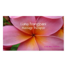 Pink Plumeria Massage Business Cards Template
