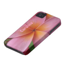 Pink Plumeria Tropical Flower Custom Name  Cover iPhone 4 Case-Mate Case