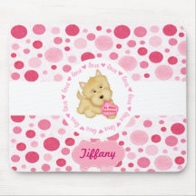 Pink PokaDot  Scottish Dog Valentine Mouse Pad