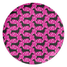 Pink Polka Dachshunds Party Plates